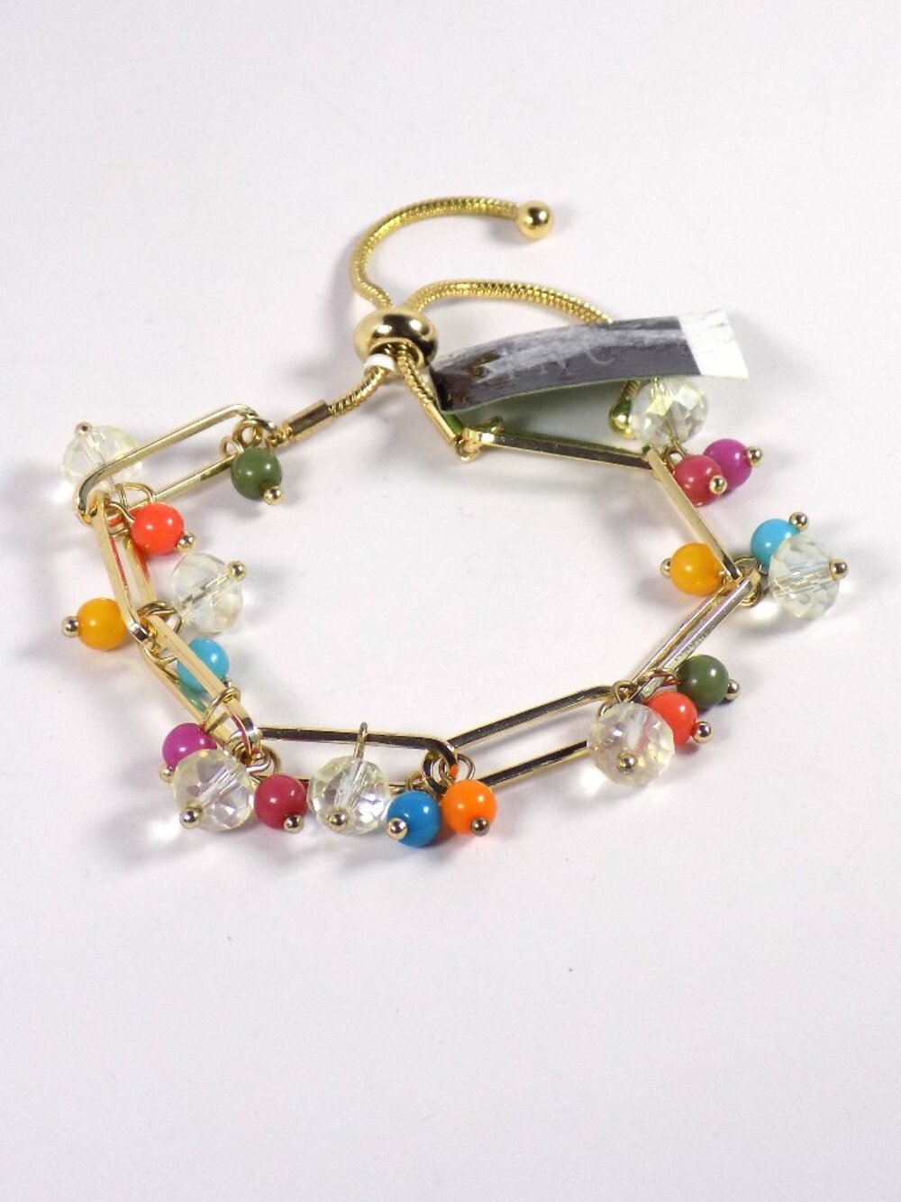 INC International Concepts Link Bracelet Slider Gold-tone Beaded Multicolor